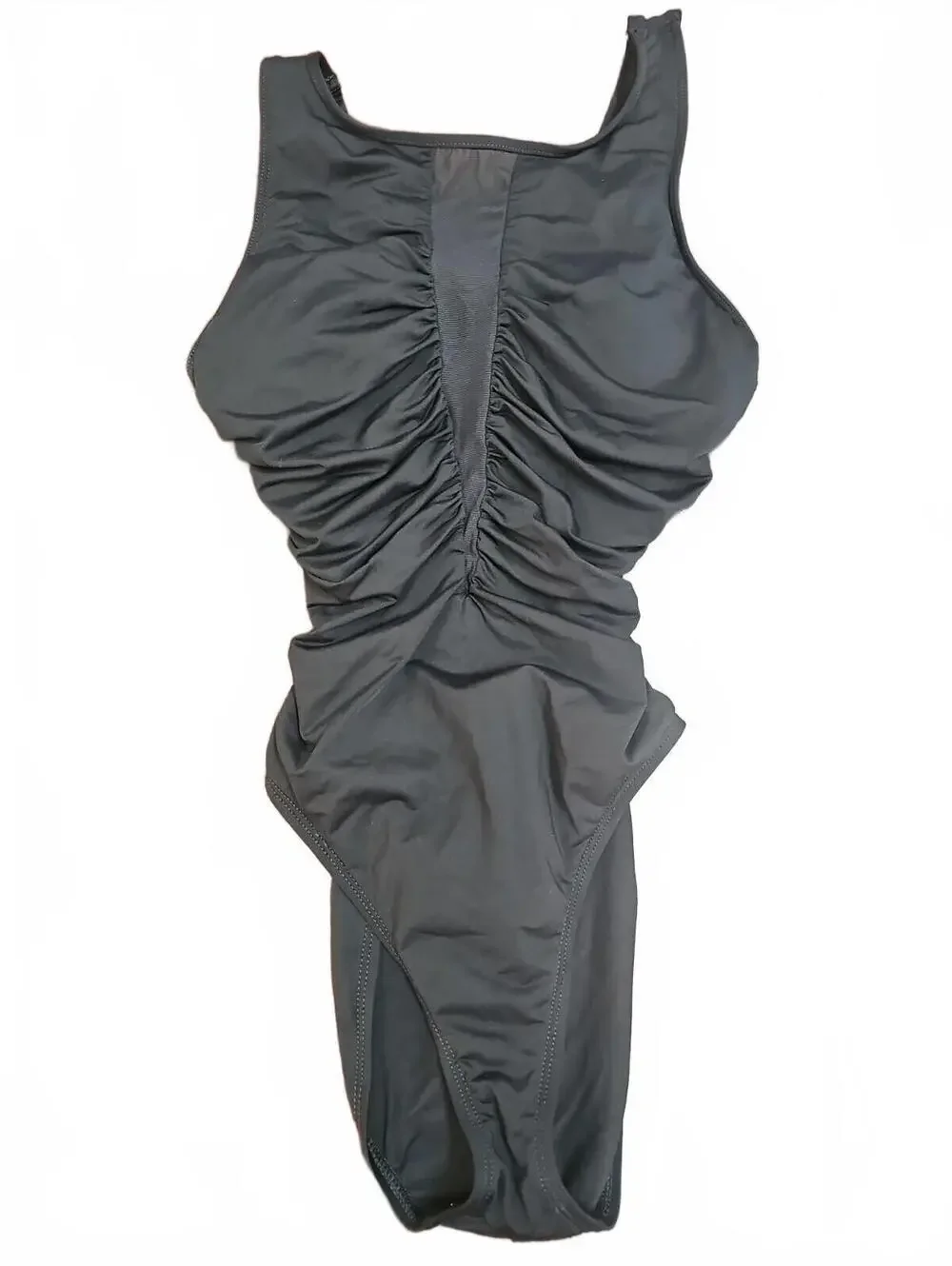 La Blanca Black Low Criss Cross back Mesh Insert One-Piece Swimsuit size M